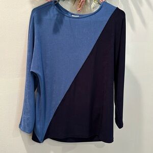 Chico's Travelers Colorblock Dolman Sleeve Tunic Top blue/  Black size 0